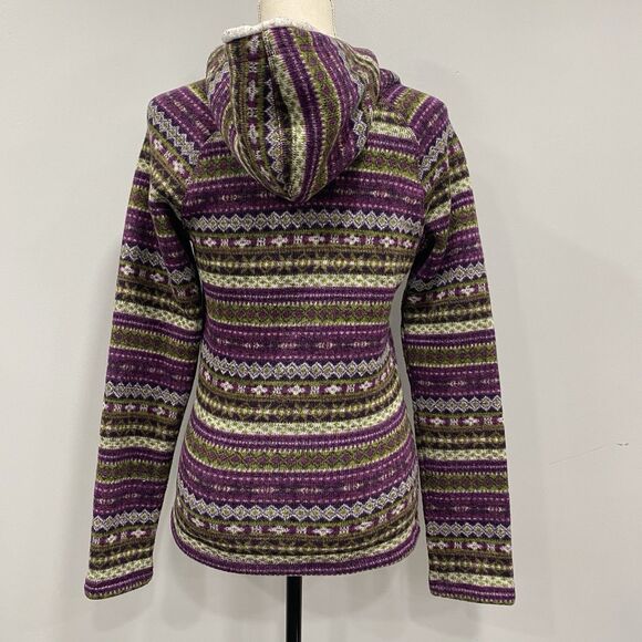 KOPPEN S Purple Nordic Fair Isle Sherpa Hooded Knit Sweater Pullover Ski Winter - Picture 6 of 16
